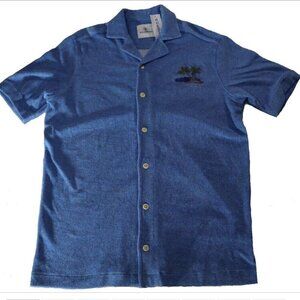 NEW Mens M Roundtree & Yorke Caribbean Short Sleeve Button Shirt Indigo MSRP$70